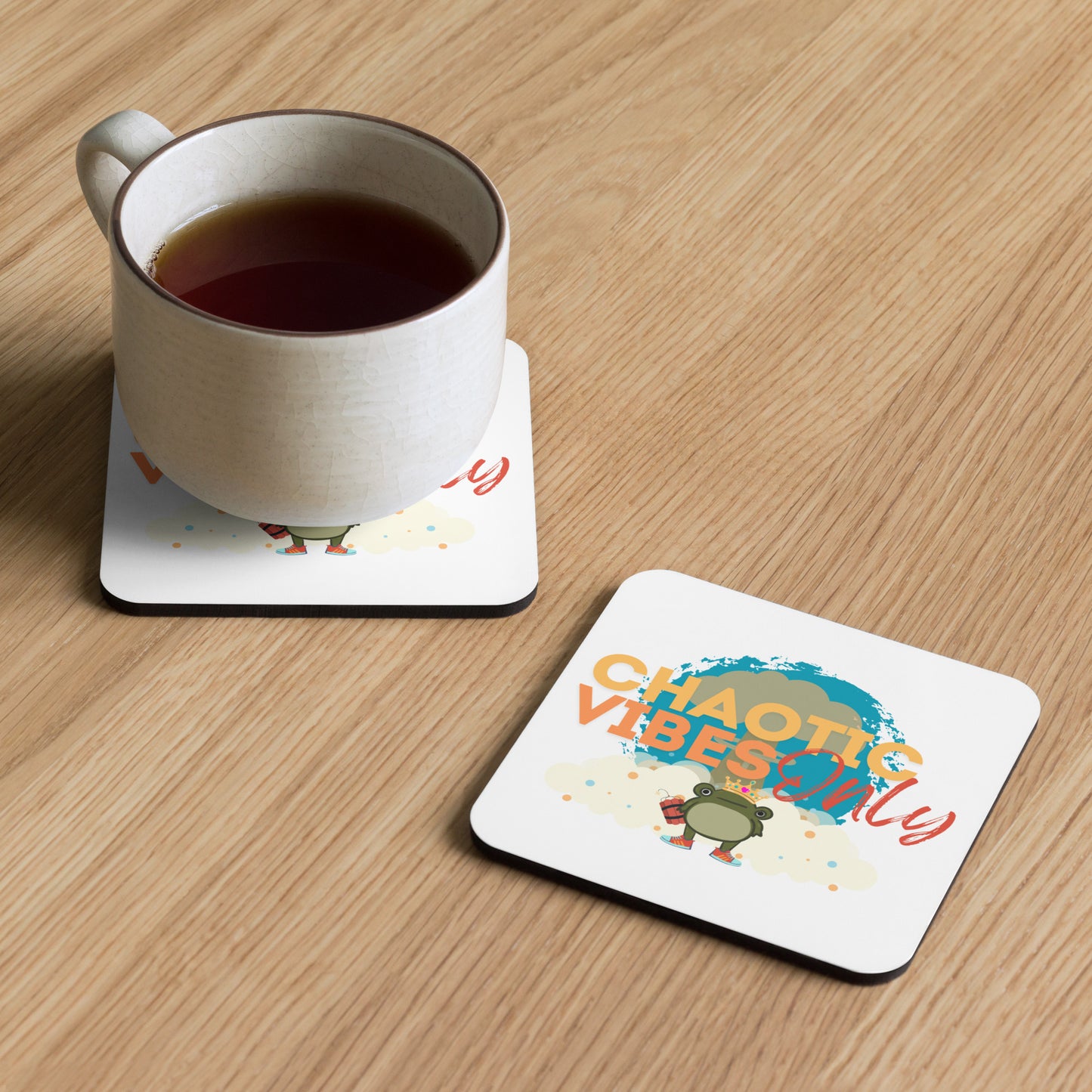Chaos Frog Cork-back coaster