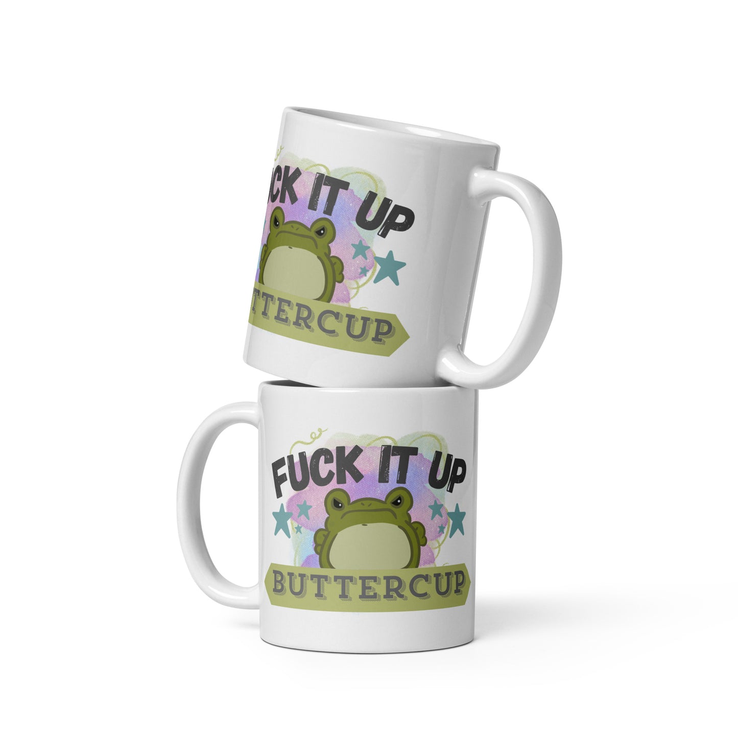 Buttercup Frog White glossy mug