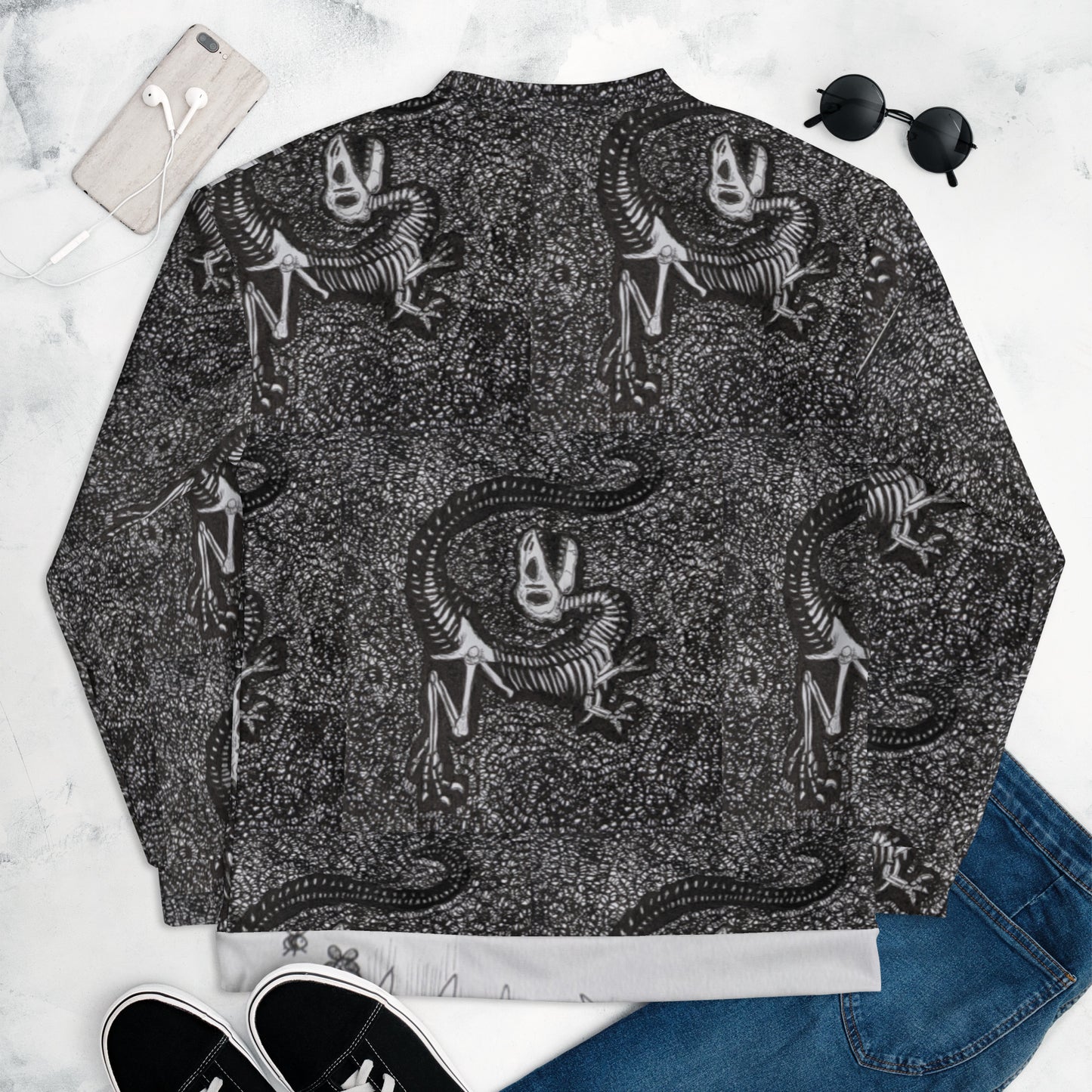Jurassic Fossil Skeleton Unisex Bomber Jacket