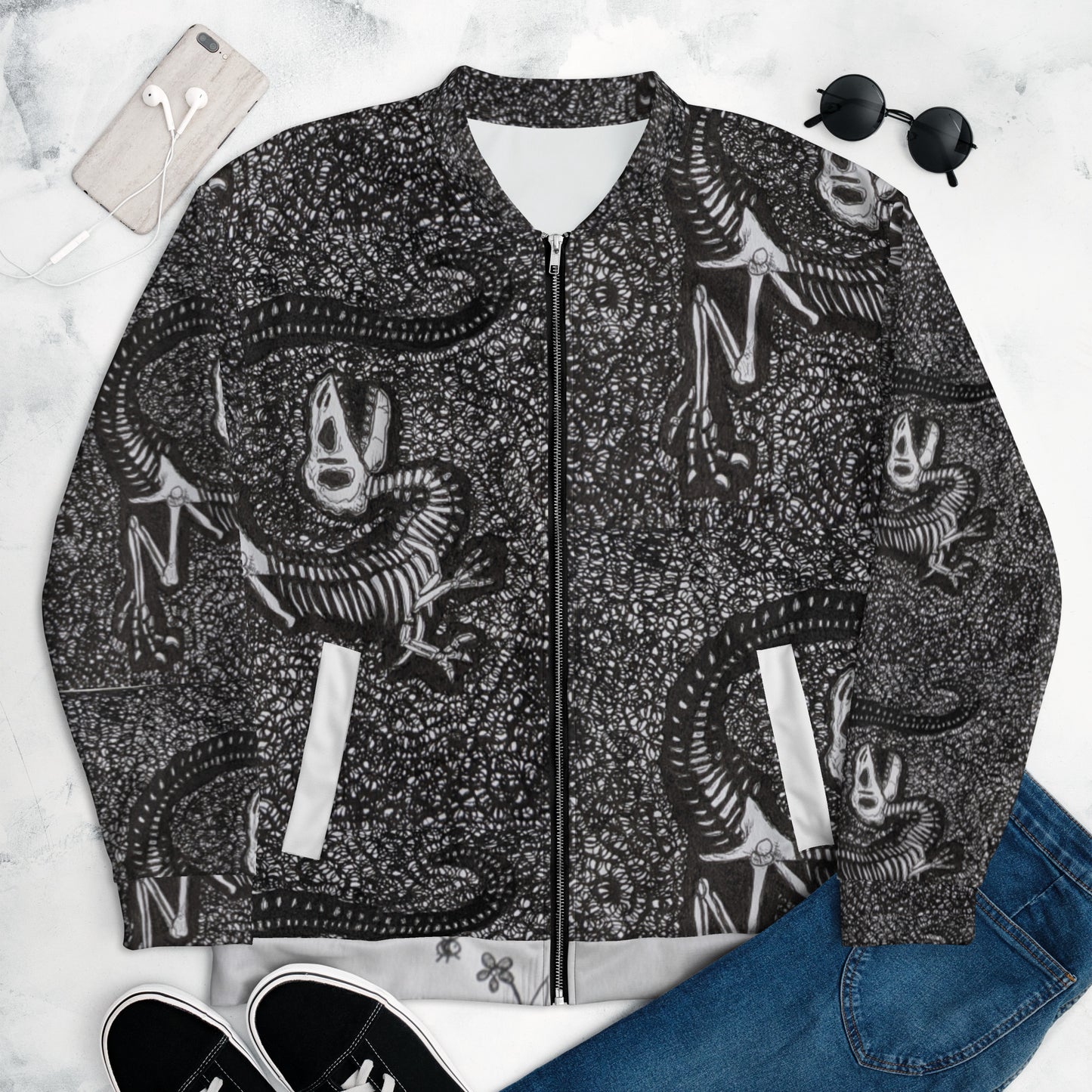 Jurassic Fossil Skeleton Unisex Bomber Jacket